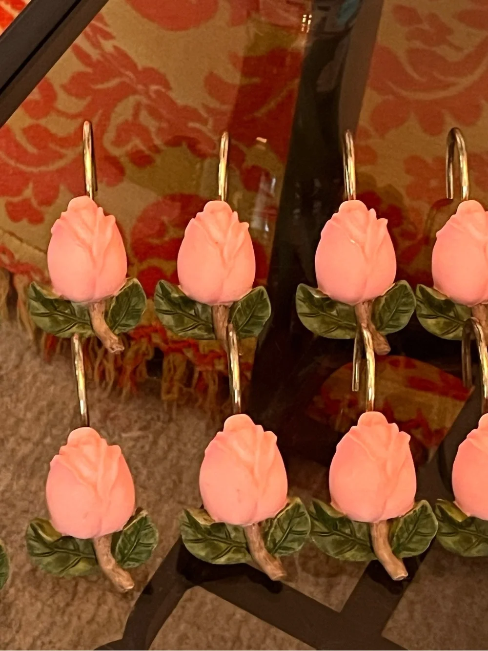 Paris Rose Pink Rose Shower Curtain Hooks